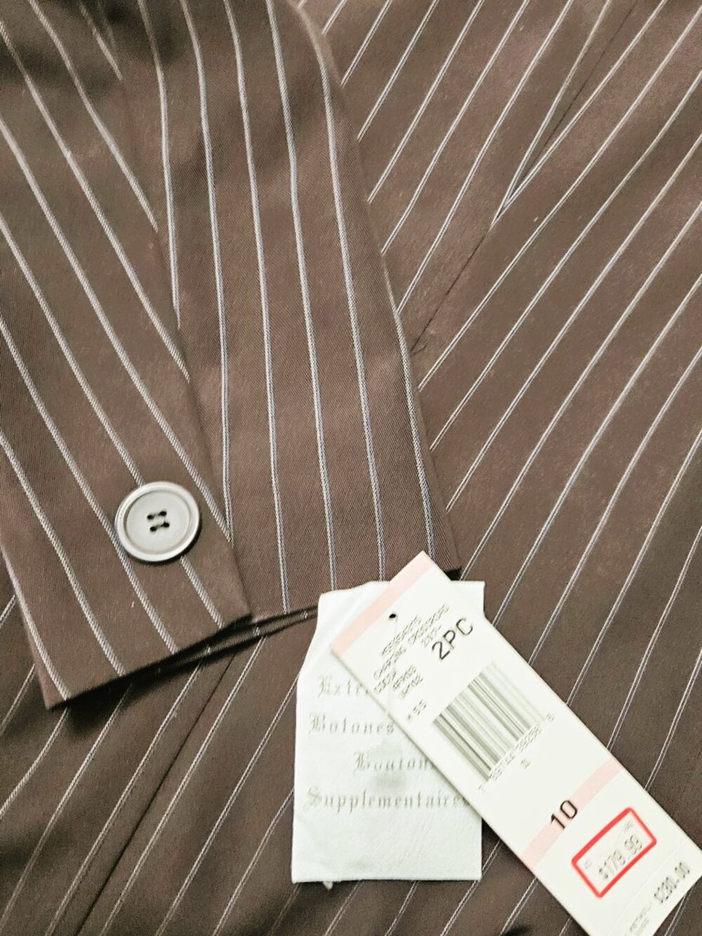Jones New York Women's Dark Brown/White 2 PC Pinstripe Pant Suit Size 10 - Picture 10 of 10